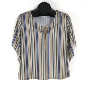 AGB Byer California Striped Blouse Women's Size Small Tie Neck Spring Boho